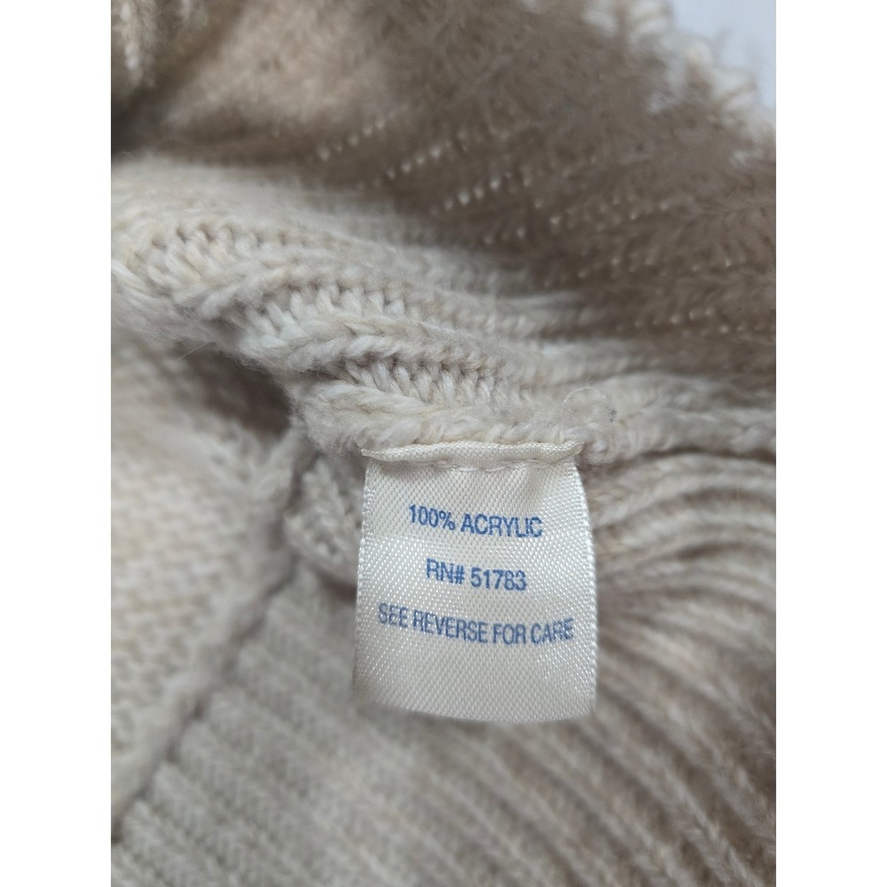 Vintage Y2K Maurices Womens Medium Beige Cable Knit Hooded Short Sleeve Cardigan - Picture 5 of 6